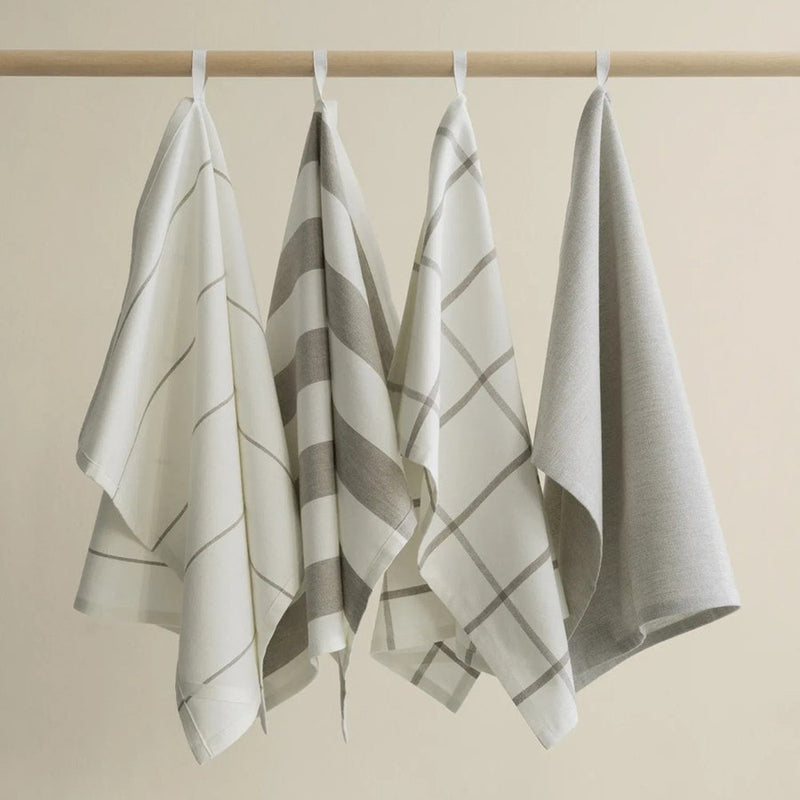 Blomus Taulo Organic Cotton Tea Towels/Set Of 2, Mourning Dove Stripes