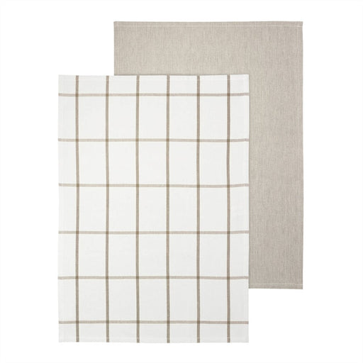 Blomus Taulo Organic Cotton Tea Towels/Set Of 2, Mourning Dove Grid