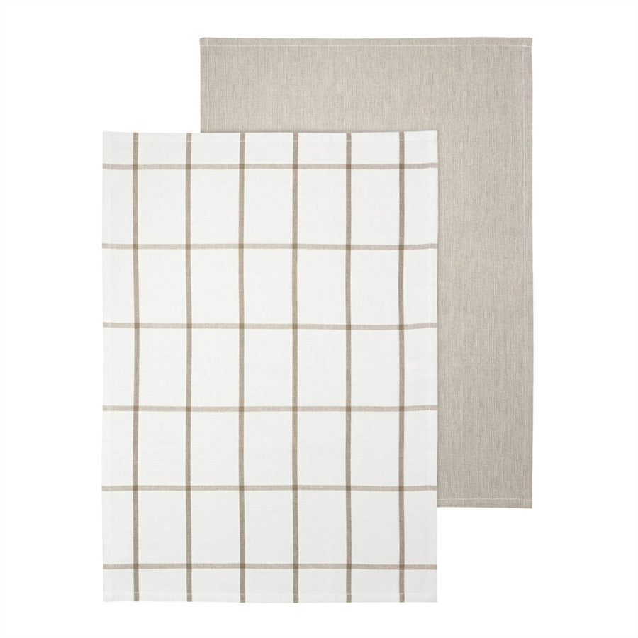 Blomus Taulo Organic Cotton Tea Towels/Set Of 2, Mourning Dove Grid