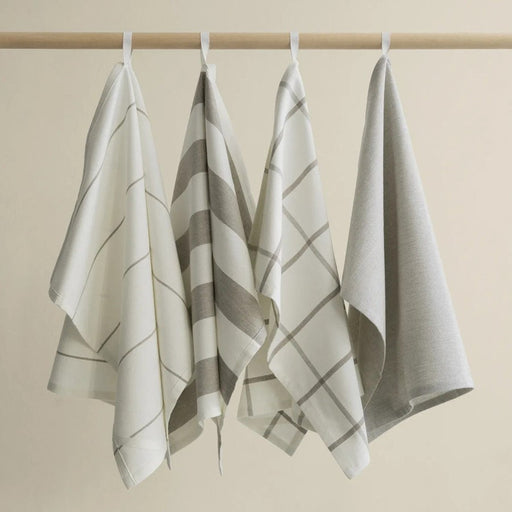 Blomus Taulo Organic Cotton Tea Towels/Set Of 2, Mourning Dove Grid