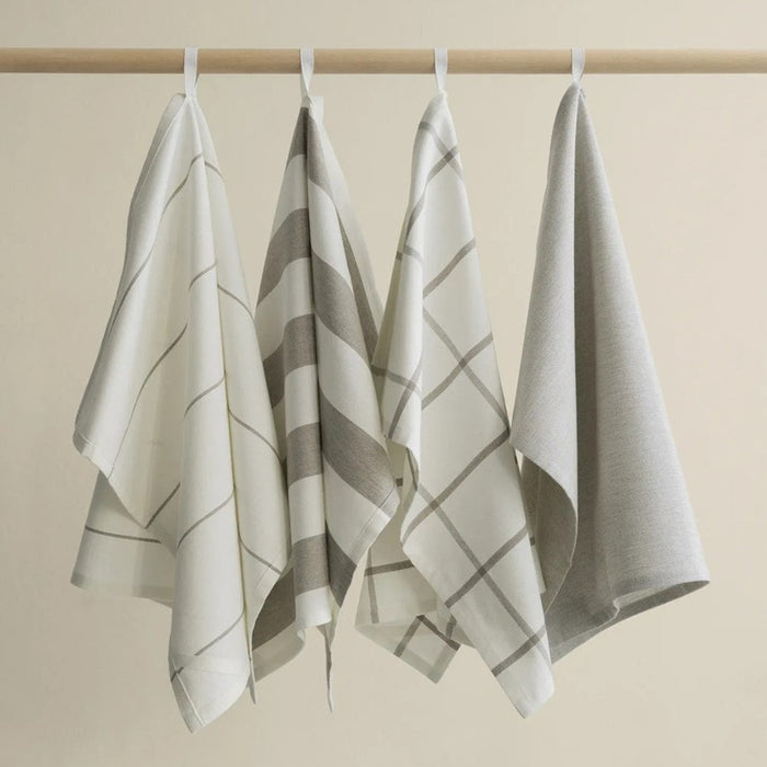Blomus Taulo Organic Cotton Tea Towels/Set Of 2, Mourning Dove Grid