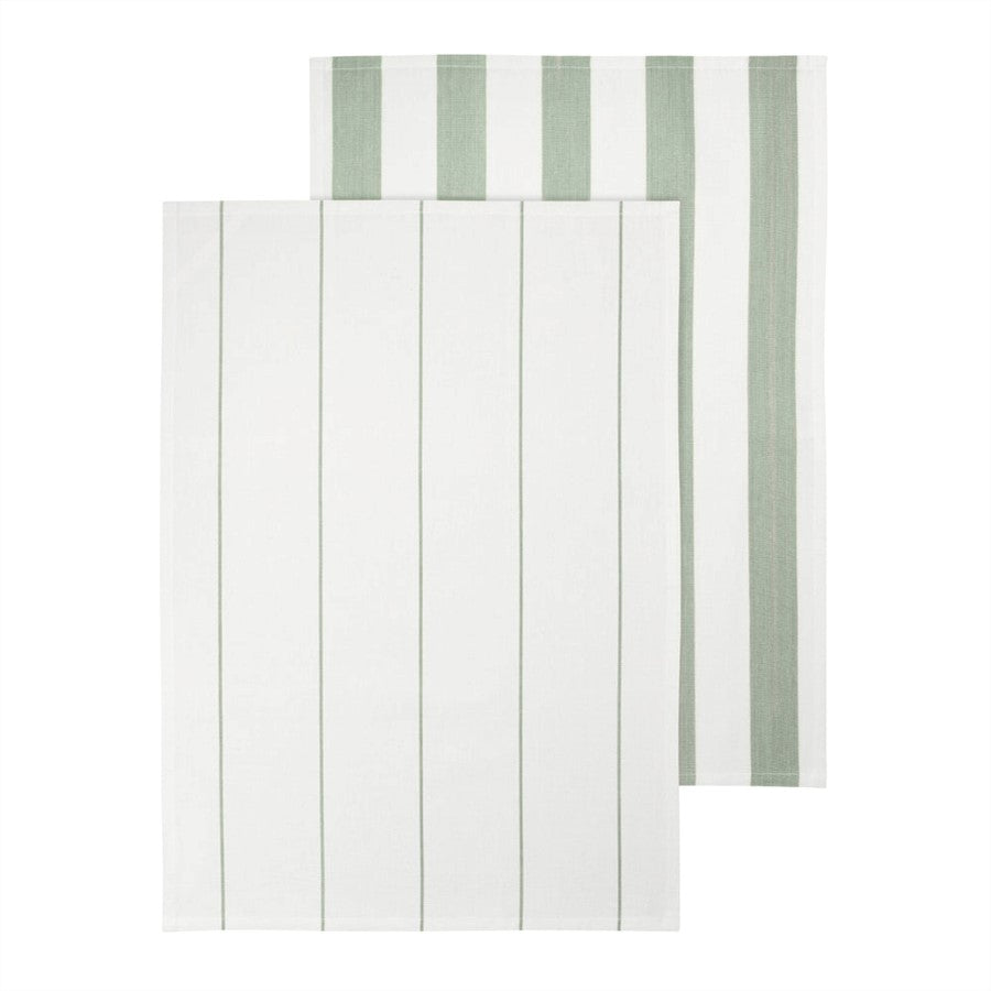 Blomus Taulo Organic Cotton Tea Towels/Set Of 2, Desert Sage Stripes