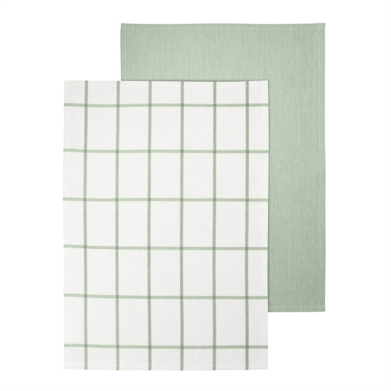 Blomus Taulo Organic Cotton Tea Towels/Set Of 2, Desert Sage Grid