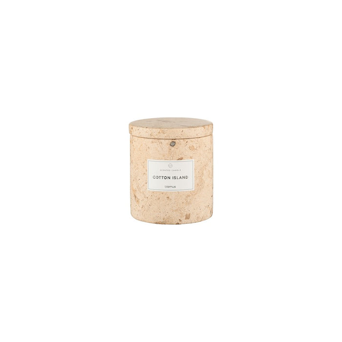 Blomus Frabli Scented Candle/Travertine Small Container, Cotton Island - 65449