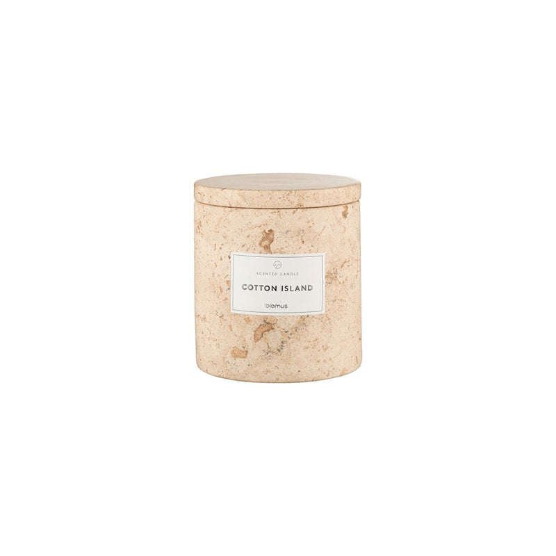 Blomus Frabli Scented Candle/Travertine Large Container, Cotton Island