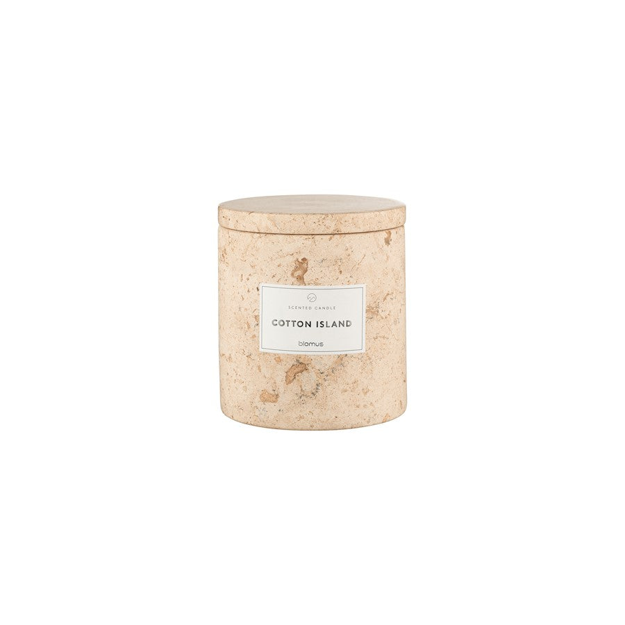 Blomus Frabli Scented Candle/Travertine Large Container, Cotton Island - 65450