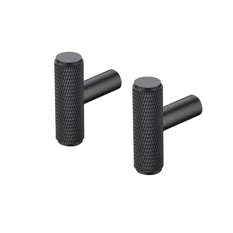 Blomus Rof Bar Shaped Wall Hook/Cabinet Knob, Set Of 2/Black