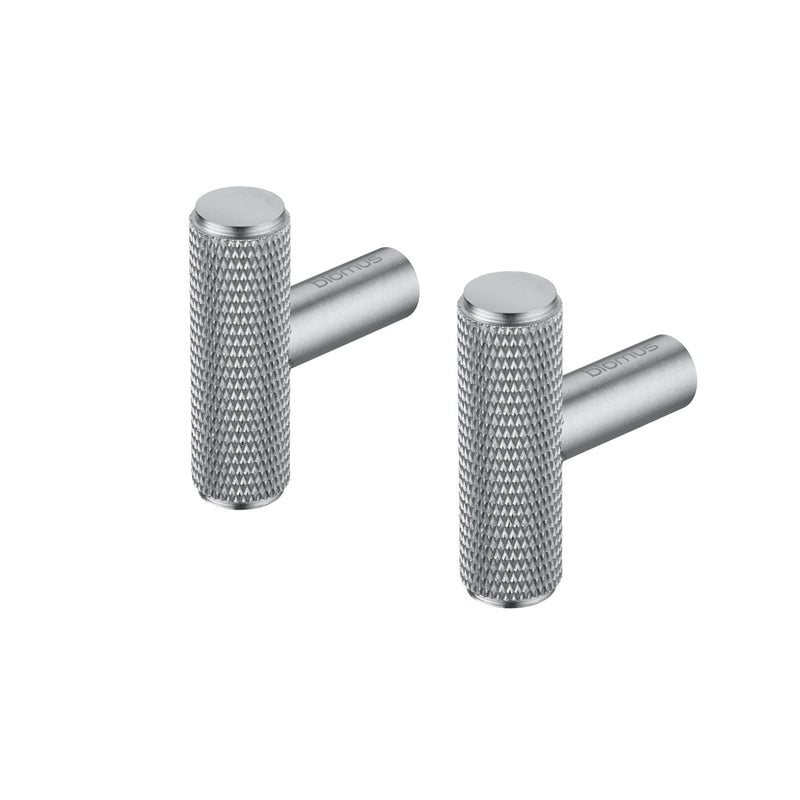 Blomus Rof Bar Shape Wall Hook/Cabinet Knob, Set Of 2, Brushed Stainless