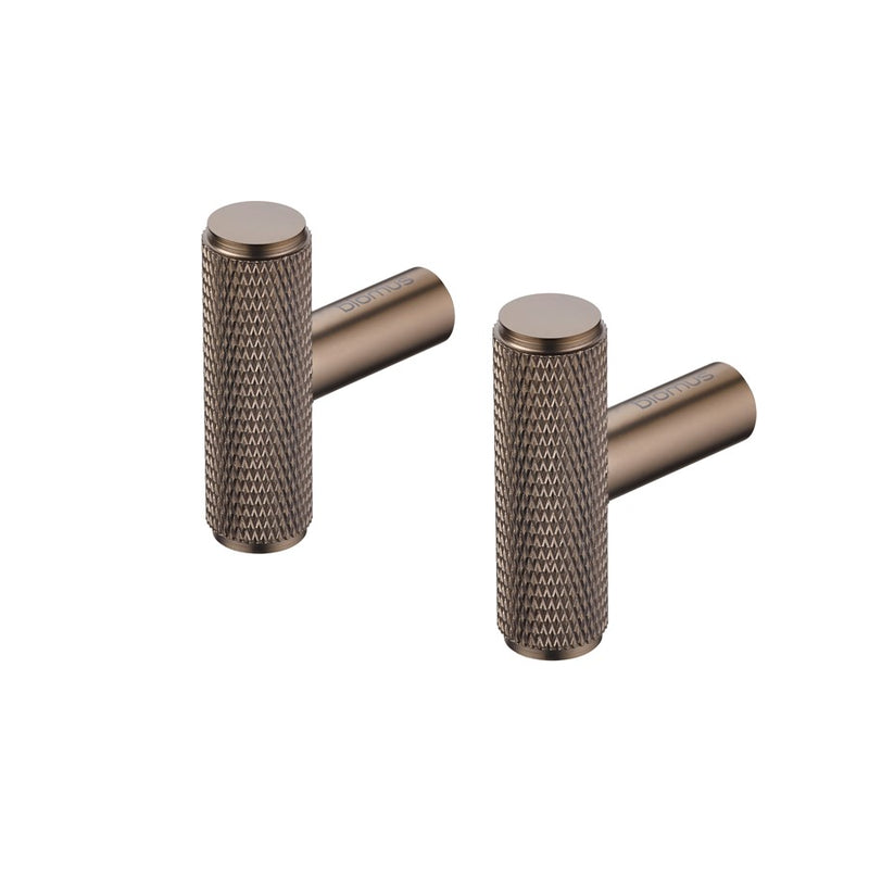 Blomus Rof Bar Shaped Wall Hook/Cabinet Knob, Set Of 2, Burnt Metal