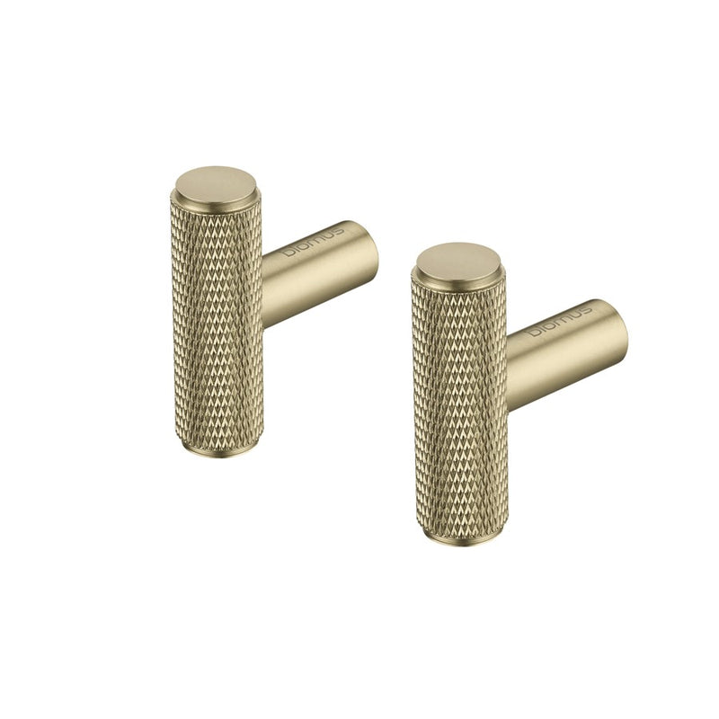 Blomus Rof Bar Shaped Wall Hook/Cabinet Knob, Set Of 2, Brass Finish