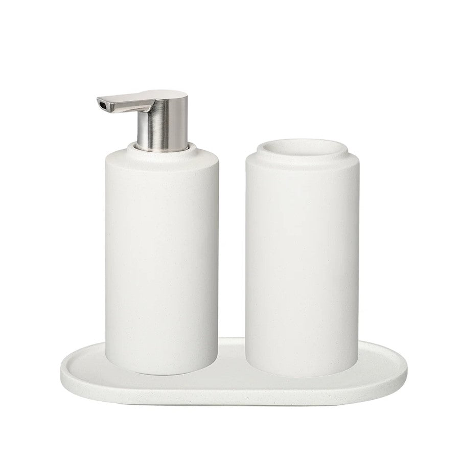 Blomus Creto Concrete Bathroom Accessory Set, Lily White - 67237
