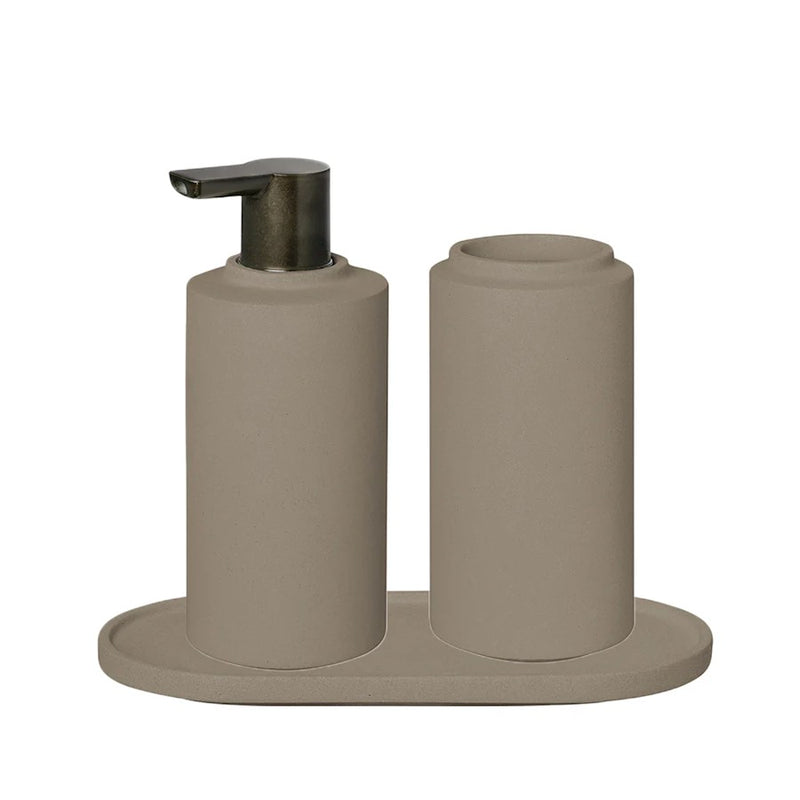 Blomus Creto Concrete Bathroom Accessory Set, Mourning Dove