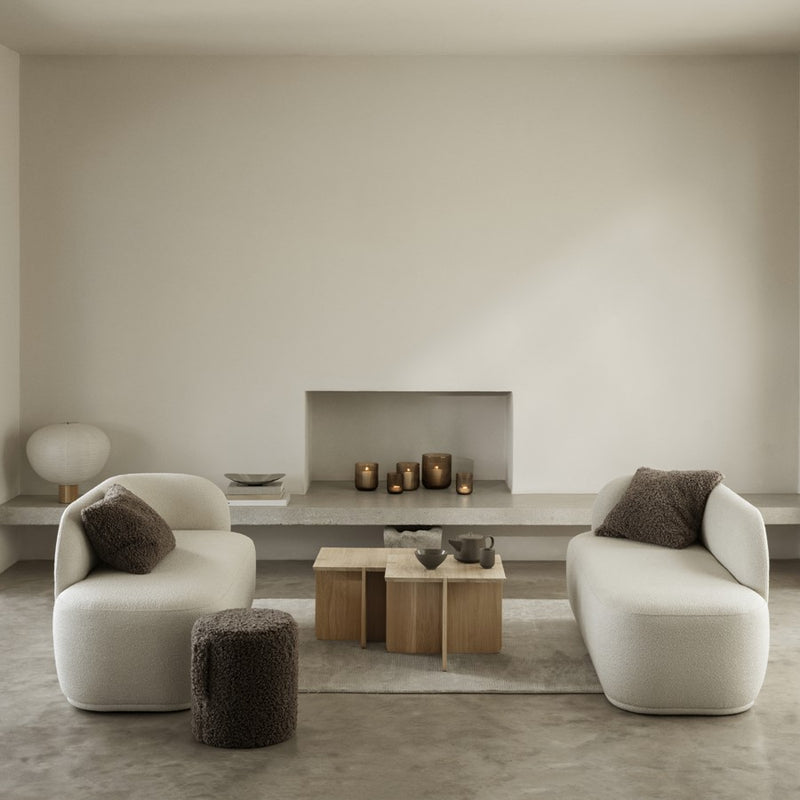 Blomus Teddy Upholstered Pouf, Moonbeam/Beige