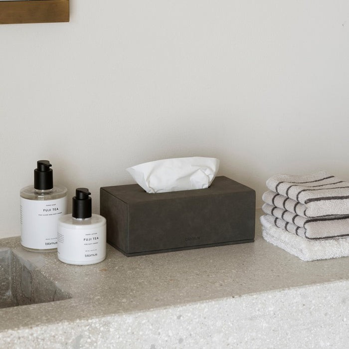 Blomus Sahla Faux Suede Tissue Box, Tan
