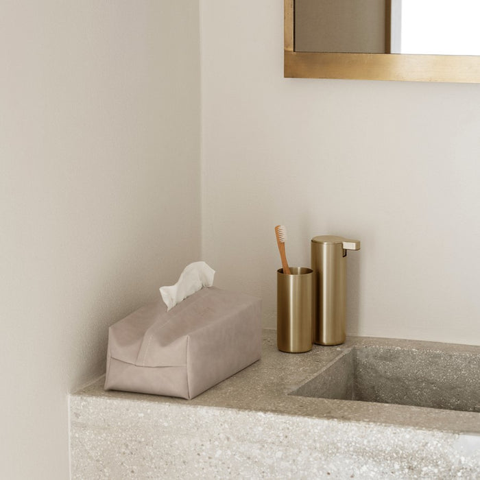 Blomus Sahla Faux Suede Tissue Box Cover, Tan