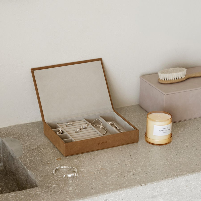Blomus Sahla Faux Suede Jewelry Box, Tan