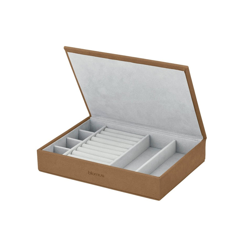 Blomus Sahla Faux Suede Jewelry Box, Pewter/Charcoal