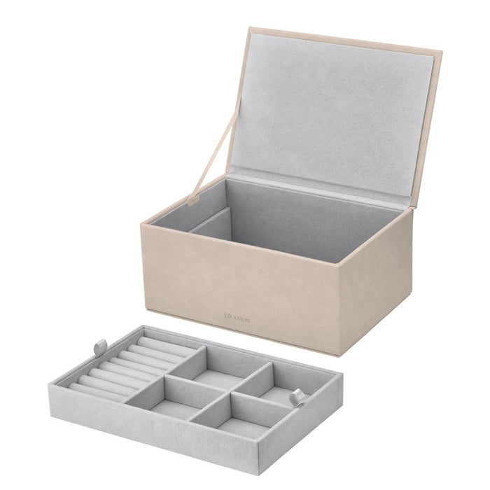 Blomus Sahla Faux Suede Large Jewelry Box, Pewter/Charcoal