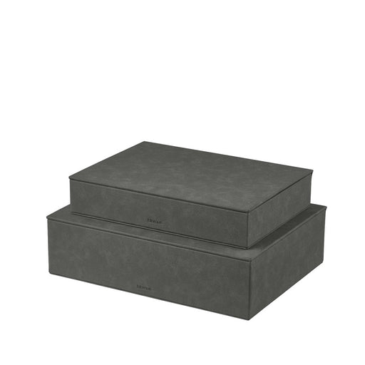 Blomus Sahla Faux Suede Storage Boxes, Set Of 2, Pewter/Charcoal - 68328