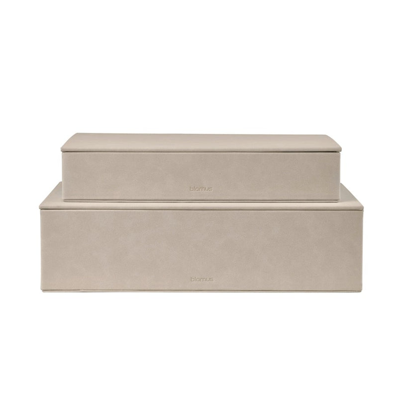 Blomus Sahla Faux Suede Storage Boxes, Set Of 2, Pewter/Charcoal