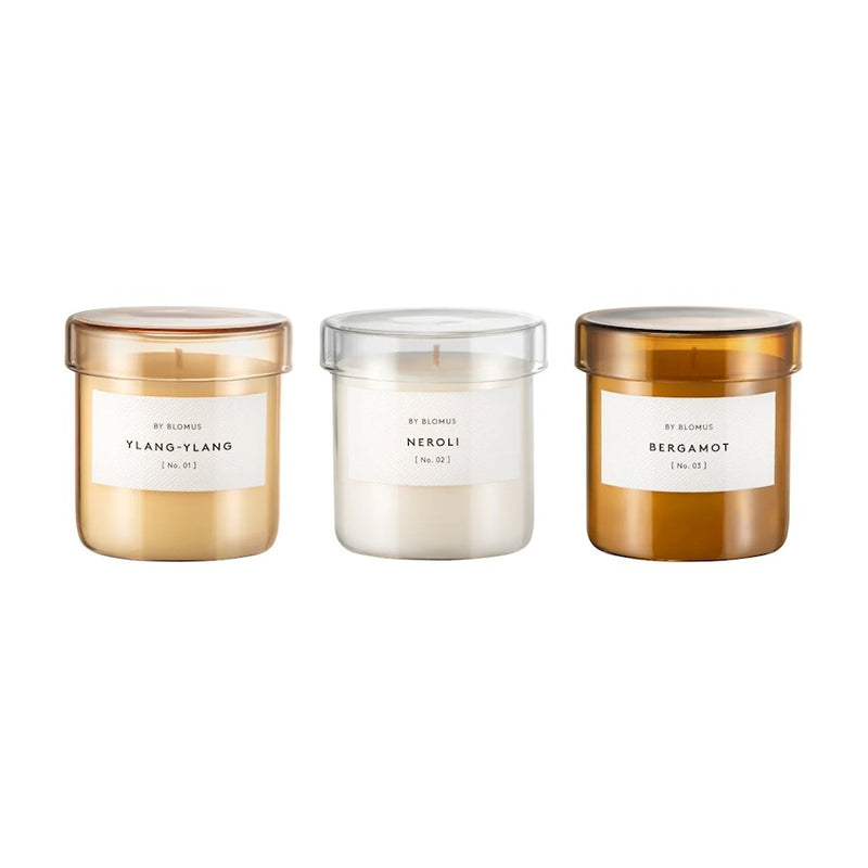 Blomus Valoa Scented Candles, Glass Containers, Set Of 3