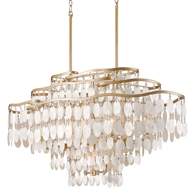 Corbett Lighting Dolce 12Lt Linear Chandelier, Champagne Leaf