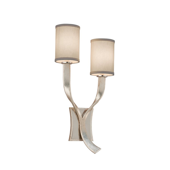 Corbett Lighting Roxy 2 Light Wall Sconce, Silver/Hardback Linen