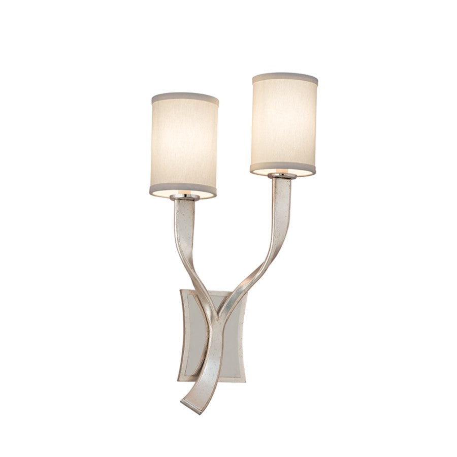Corbett Lighting Roxy 2 Lt Wall Sconce, Silver/Stainless/Hardback Linen
