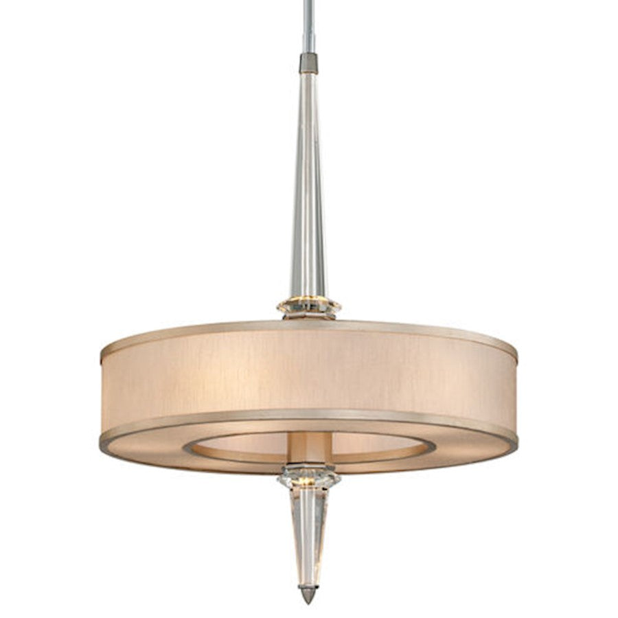 Corbett Lighting Harlow 6Lt Pendant, Silver/Ss Steel/Ivory Ice
