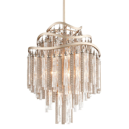 Corbett Chimera 7Lt Chandelier, Silver Leaf/Clear Tubular Glass - 176-47-WSL