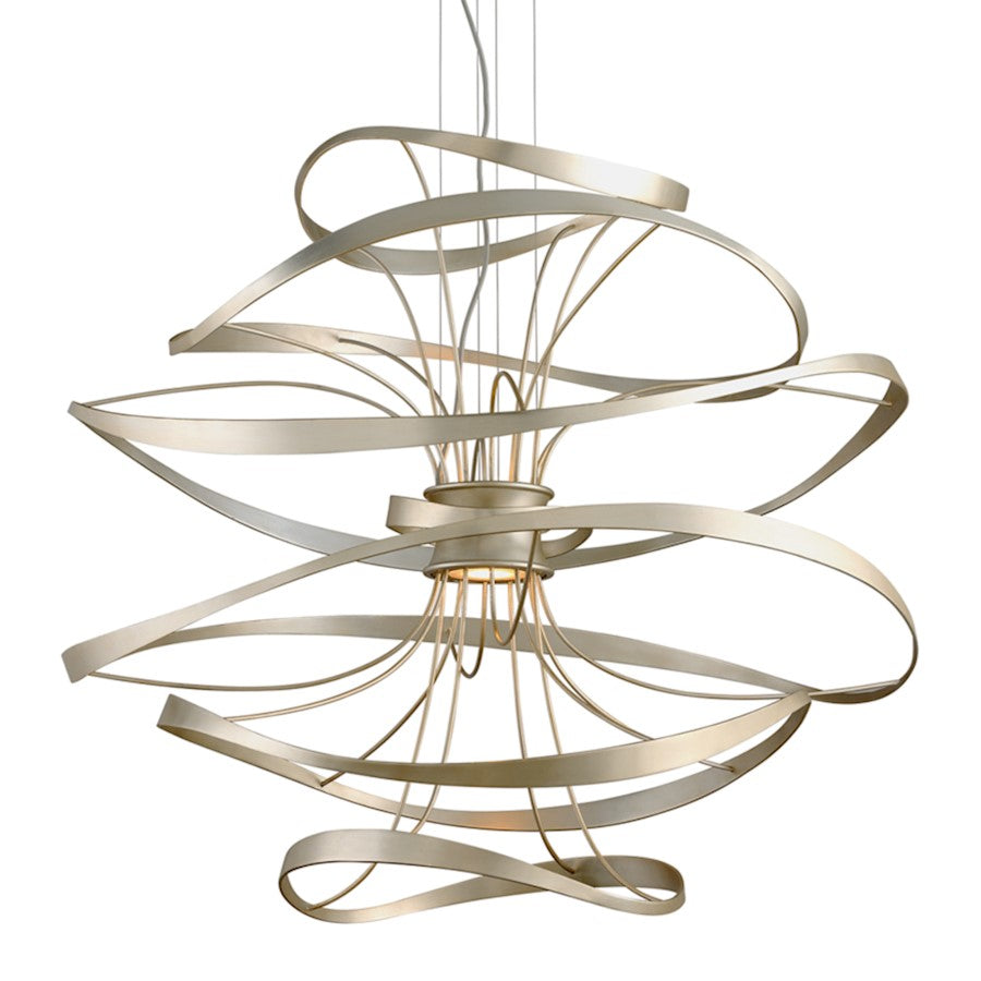 Corbett Lighting Calligraphy 2 Light Chandelier, Silver Leaf