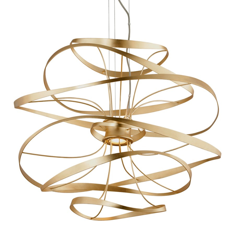 Corbett Lighting Calligraphy 2 Lt Chandelier, Gold/Stainless Steel/Prysmatic