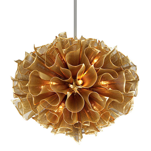 Corbett Lighting Pulse 16 Light Chandelier, Gold Leaf