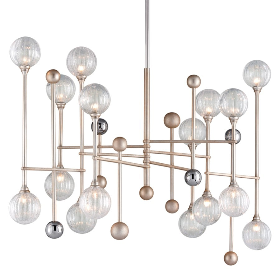Corbett Lighting Majorette Linear Pendant, Silver/Chrome/Seed