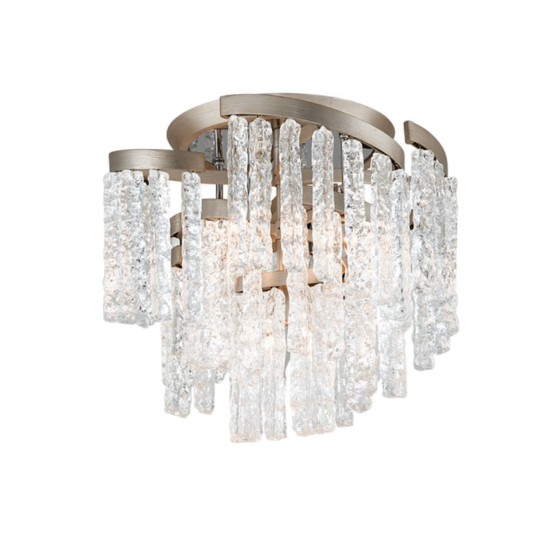 Corbett Lighting Mont Blanc 5Lt Semi Flush Mount, Silver/Clear