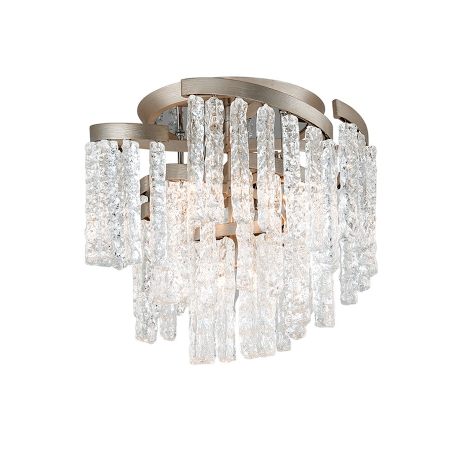 Corbett Lighting Mont Blanc 5Lt Semi Flush Mount, Silver/Clear