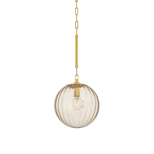 Corbett Lighting Jaipur 12in 1-Light Pendant | Modern Vintage Polished Brass and Champagne Glass | Kitchen Island & Dining Room | Model 259-12-VPB