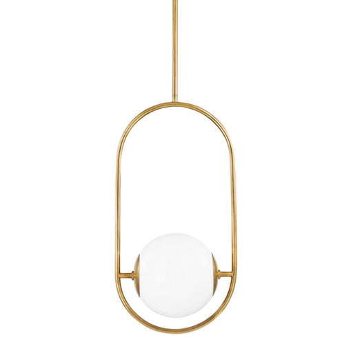 Corbett Lighting Everley 1 Light Pendant, Vintage Brass/Opal White