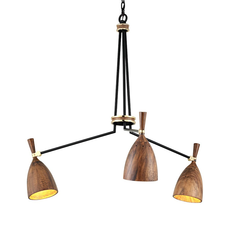 Corbett Lighting Utopia 3 Light Chandelier, Soft Black
