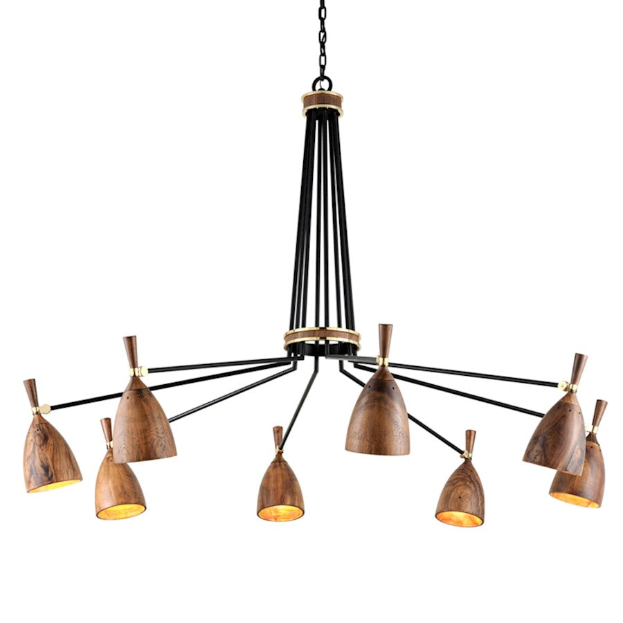 Corbett Lighting Utopia 8 Light Chandelier, Soft Black/Acacia