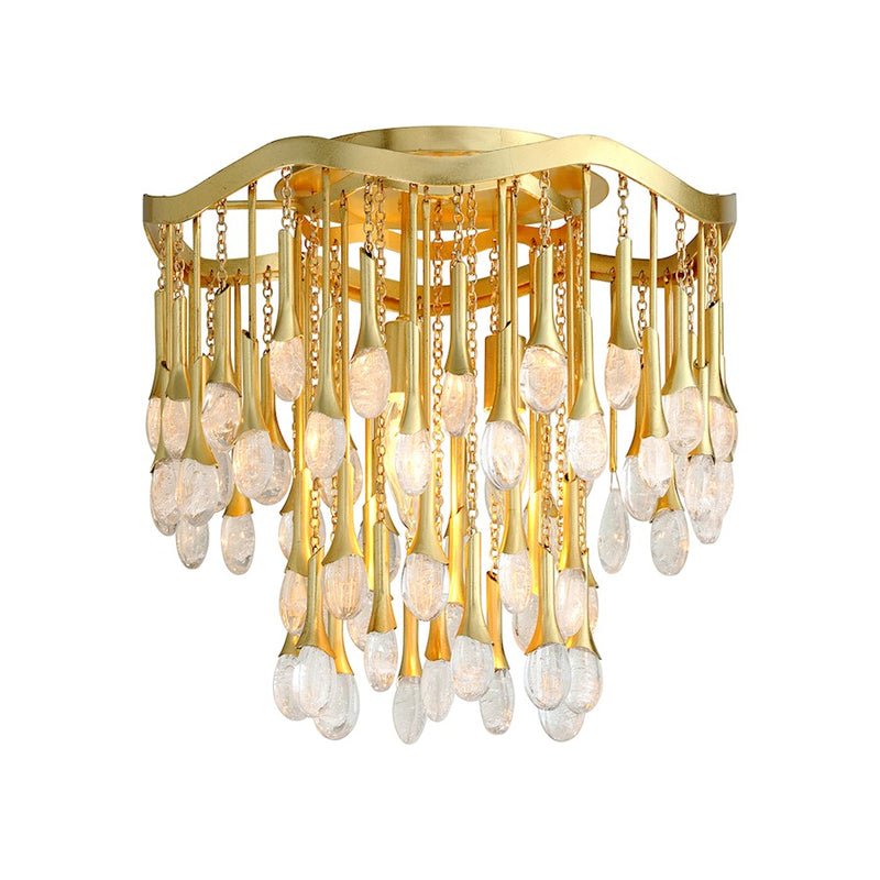 Corbett Lighting Kiara 3 Light Semi Flush, Gold Leaf/Clear