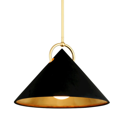 Corbett Lighting Charm 1 Lt Pendant, Black/Gold Leaf/Opal White