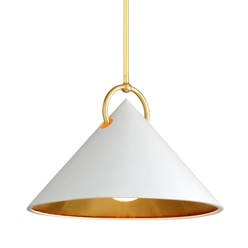 Corbett Lighting Charm 1 Light Pendant, Gold Leaf/White