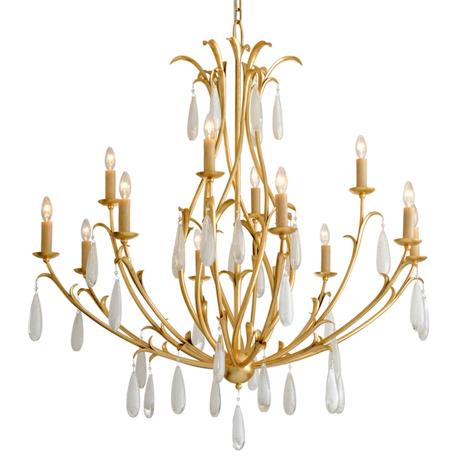 Corbett Lighting Prosecco 12 Lt Chandelier, Gold Leaf/White Meteorite