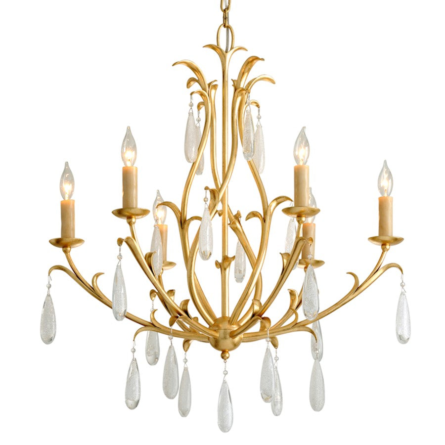 Corbett Lighting Prosecco Light Chandelier, Gold Leaf/White Meteorite