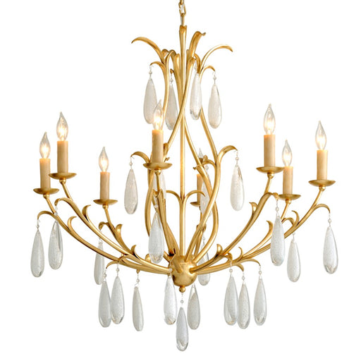 Corbett Lighting Prosecco 8 Lt Chandelier, Gold/White Meteorite