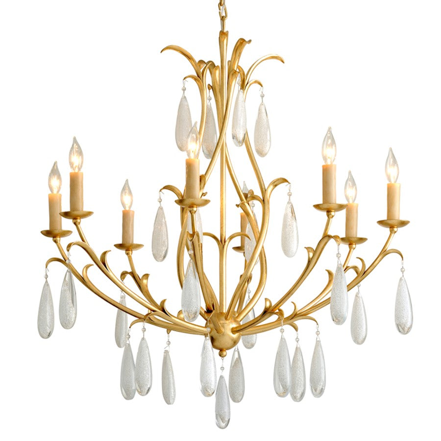 Corbett Lighting Prosecco 8 Lt Chandelier, Gold/White Meteorite