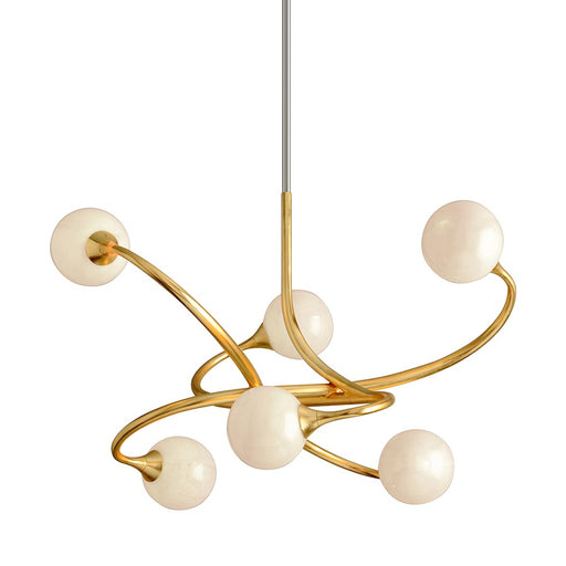 Corbett Lighting Signature 6 Light Chandelier, Gold Leaf