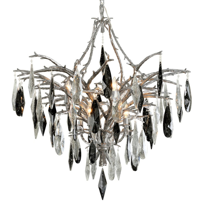 Corbett Lighting Nera Light Chandelier, Blackened Silver Leaf/Smoke