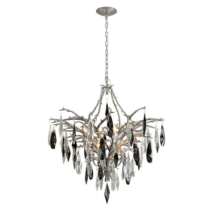 Corbett Lighting Nera Light Chandelier, Blackened Silver Leaf/Smoke